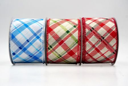 Diagonal Crisscross Plaid Wired Ribbon_KF9968.KF9969